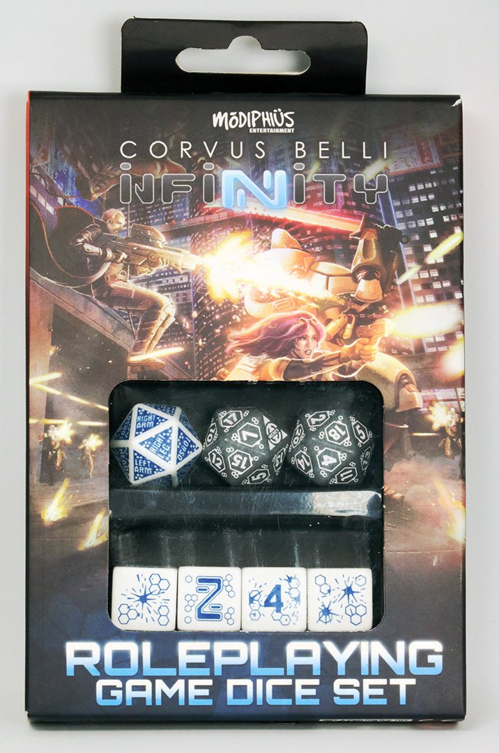 Infinity Factions set dadi RPG 7 pezzi scatola fazione