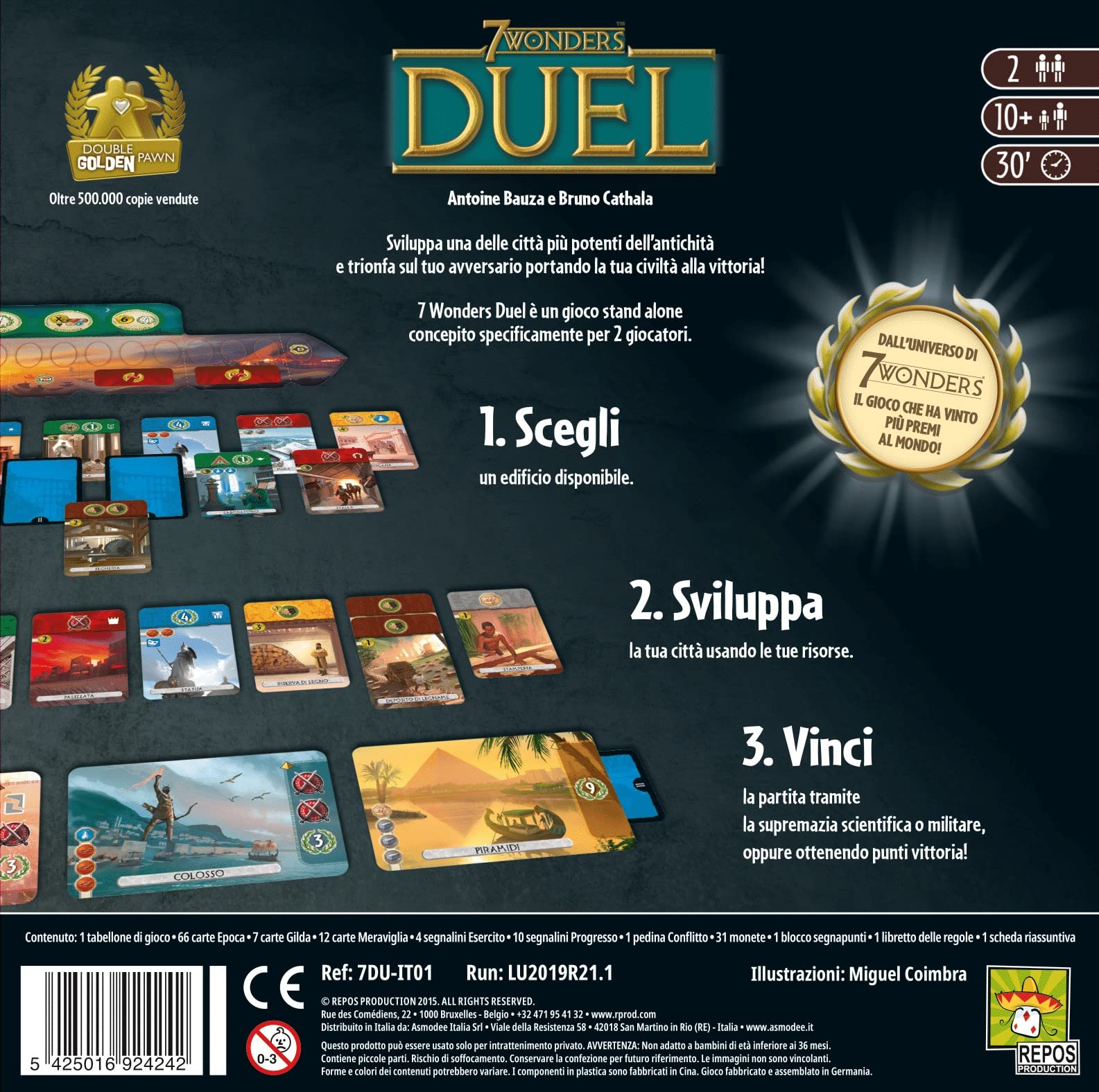 Asmodee 7 Wonders Duel gioco strategia 2 giocatori italiano