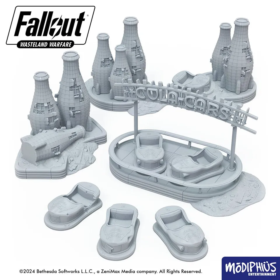 Modiphius Fallout Wasteland Warfare Cola-Cars Arena terreno STL