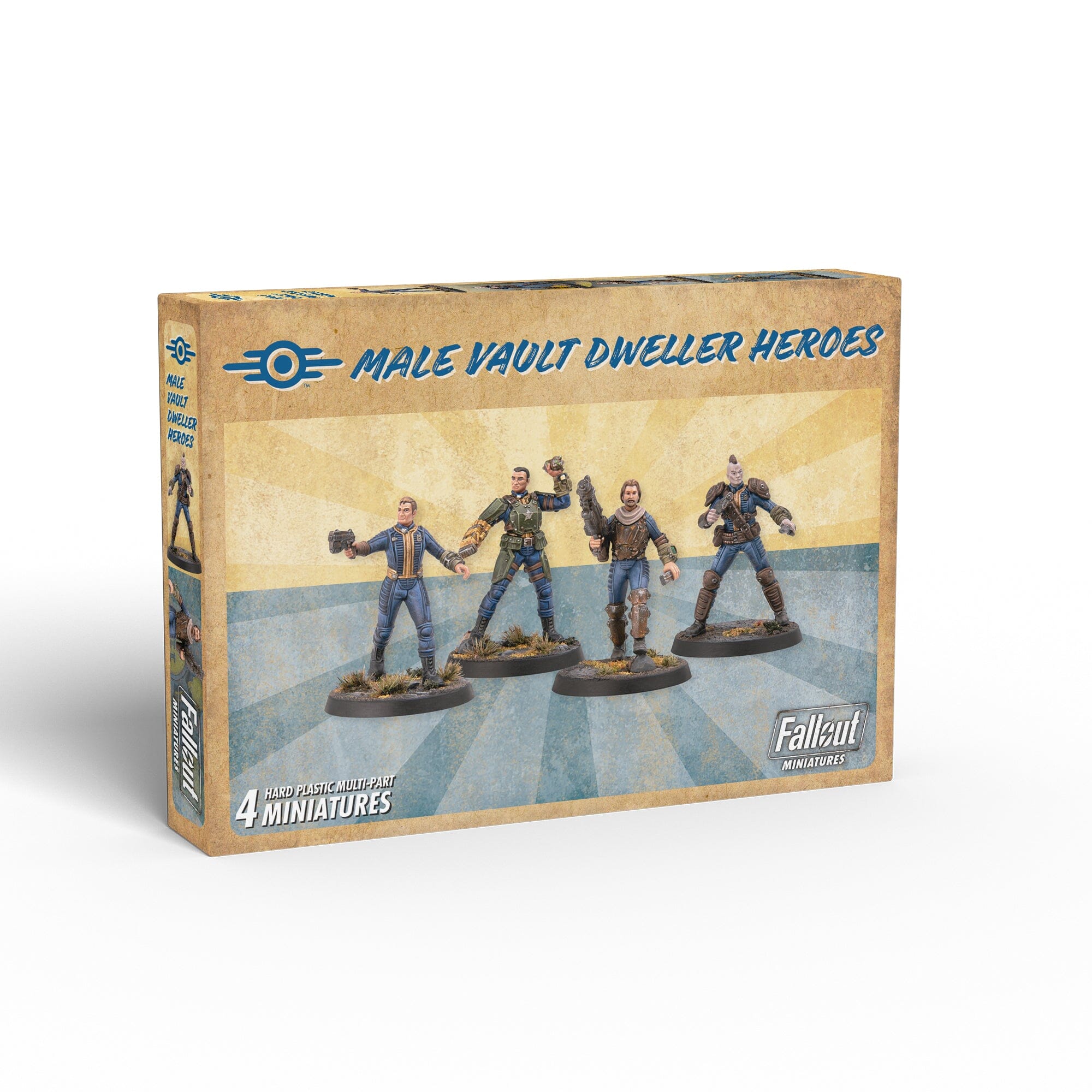 Fallout Miniatures Male Hero Vault Dwellers miniature plastica 4 pezzi