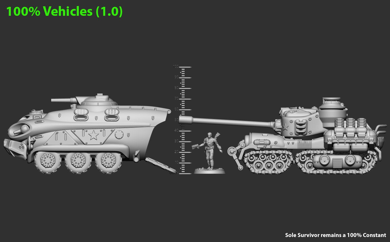 Modiphius Fallout Tank file STL stampa 3D Wasteland Warfare
