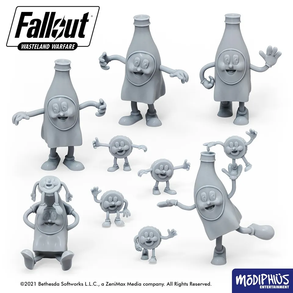 Modiphius Fallout Wasteland Warfare Bottle and Cappy file STL 9 statue