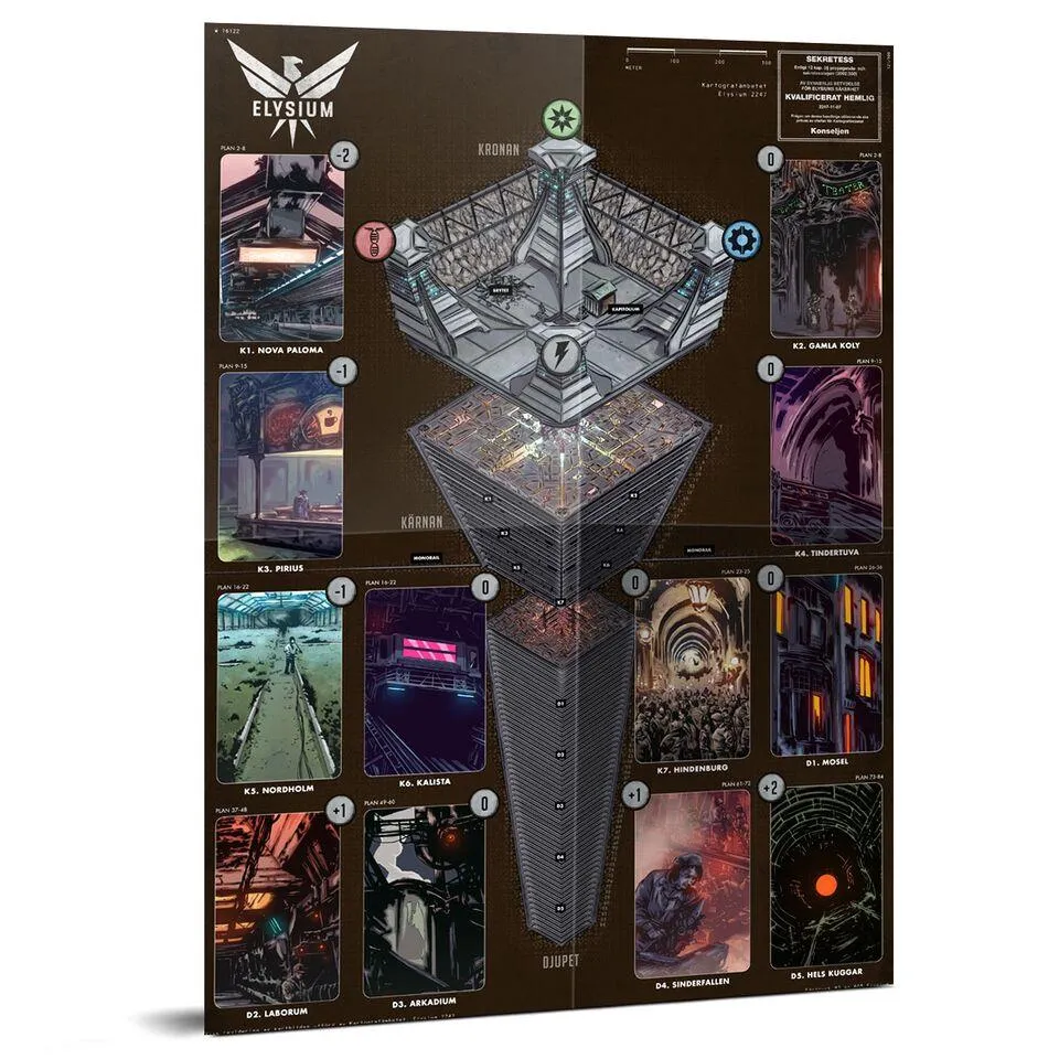 Free League Mutant Elysium Mappa di Gioco 39,5x55,8 cm Elysium I