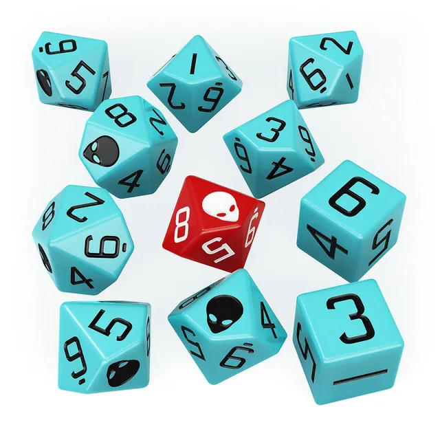 Modiphius XCOM Miniatures Game Dice Set dadi 11 pezzi blu rossi