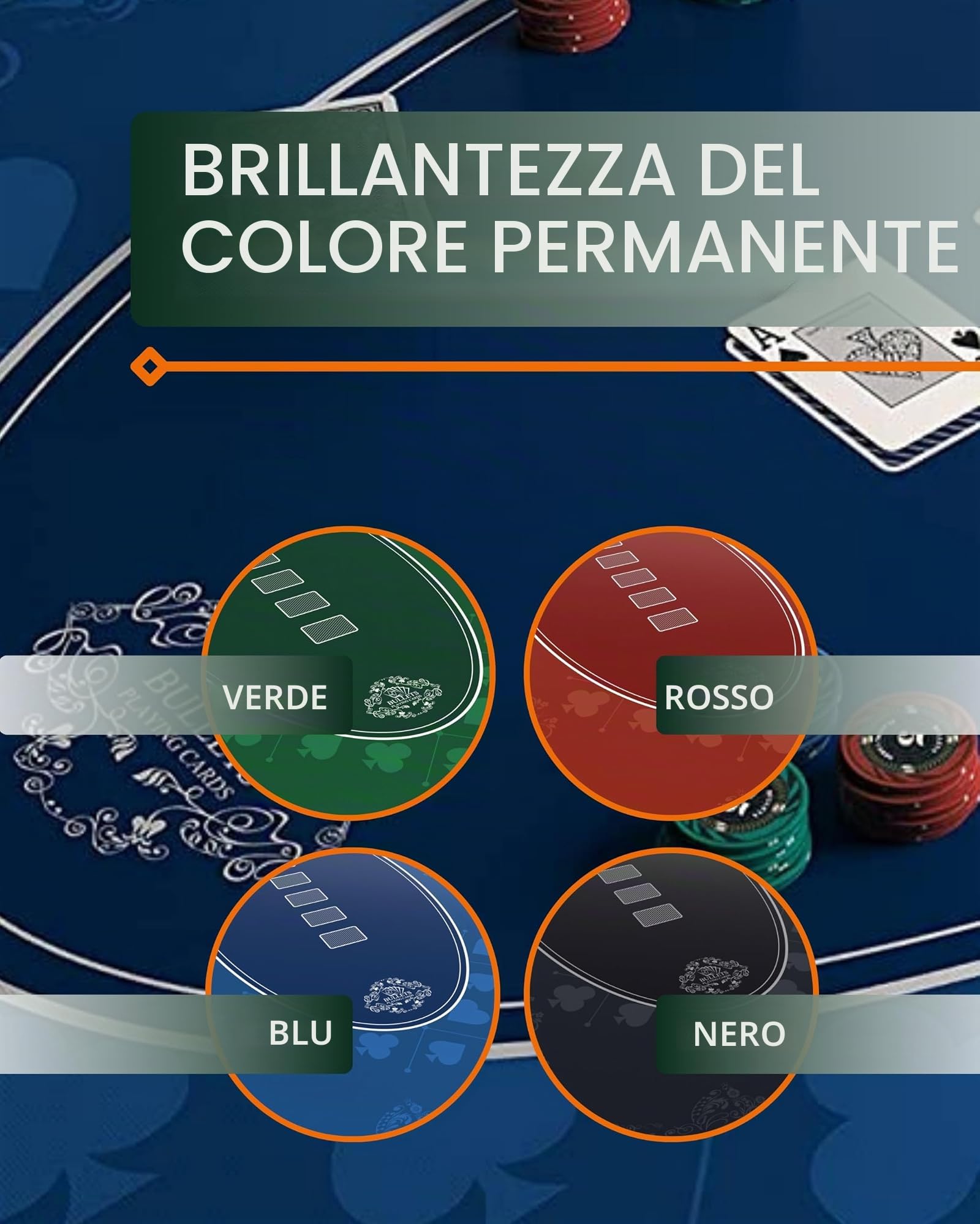 Bullets Tappetini da poker Tappetino Poker Verde 200x100 cm