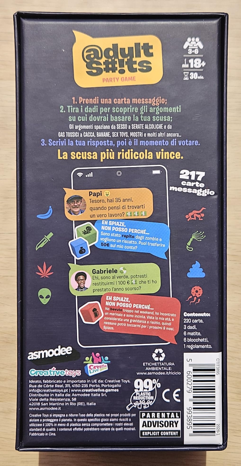 Asmodee Adult Shits carte party game edizione italiana 18+ 3-6 giocatori