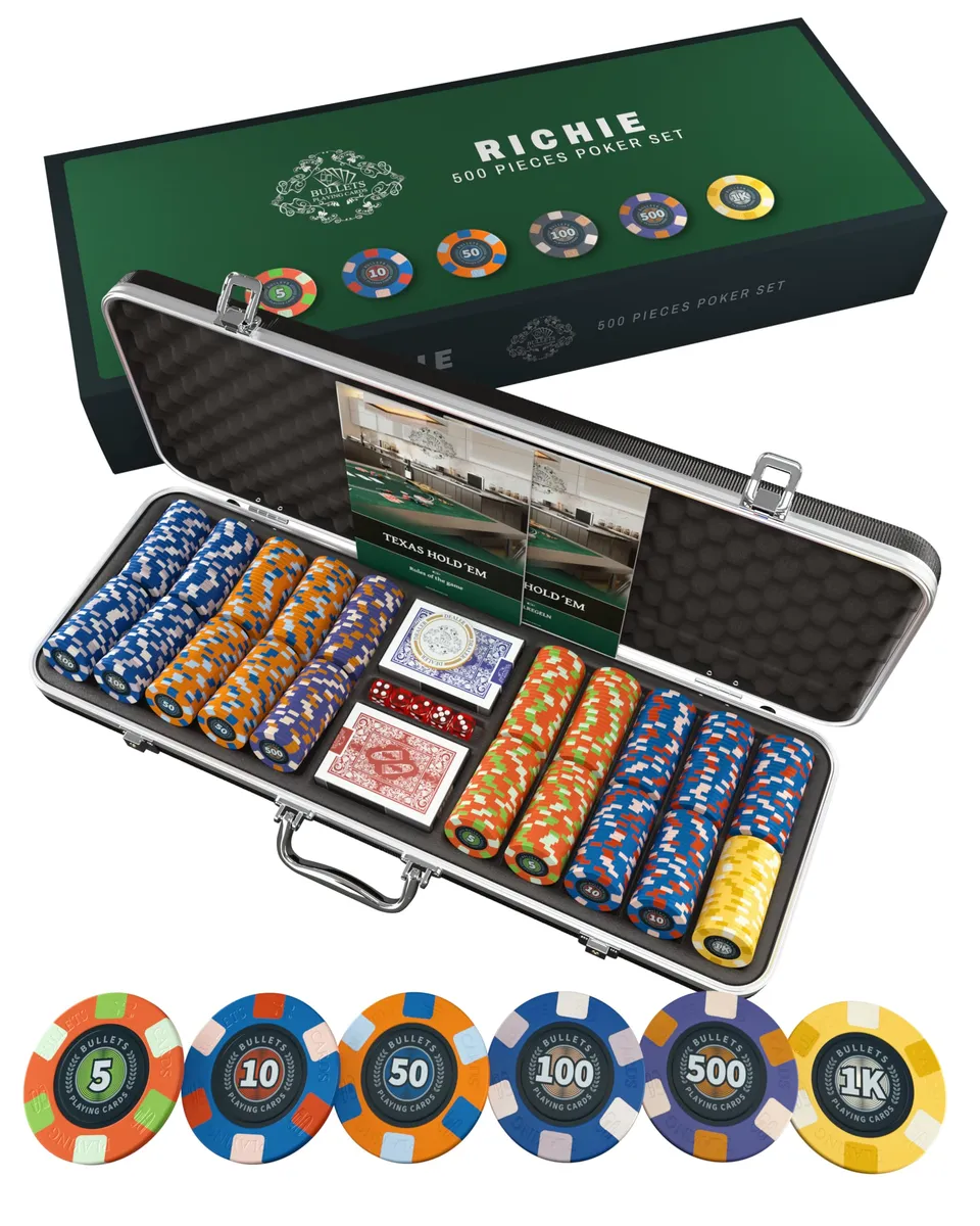 Bullets Custodie e set da poker Richie valigetta 500 chip ceramica