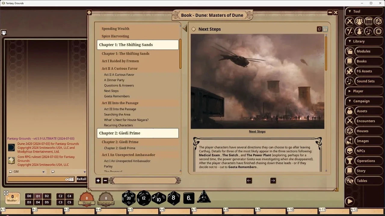 Modiphius Dune Adventures in the Imperium Masters of Dune modulo VTT