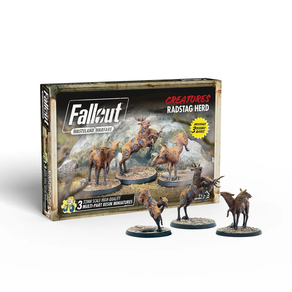 Fallout Wasteland Warfare Radstag Herd miniature resina 3 pezzi