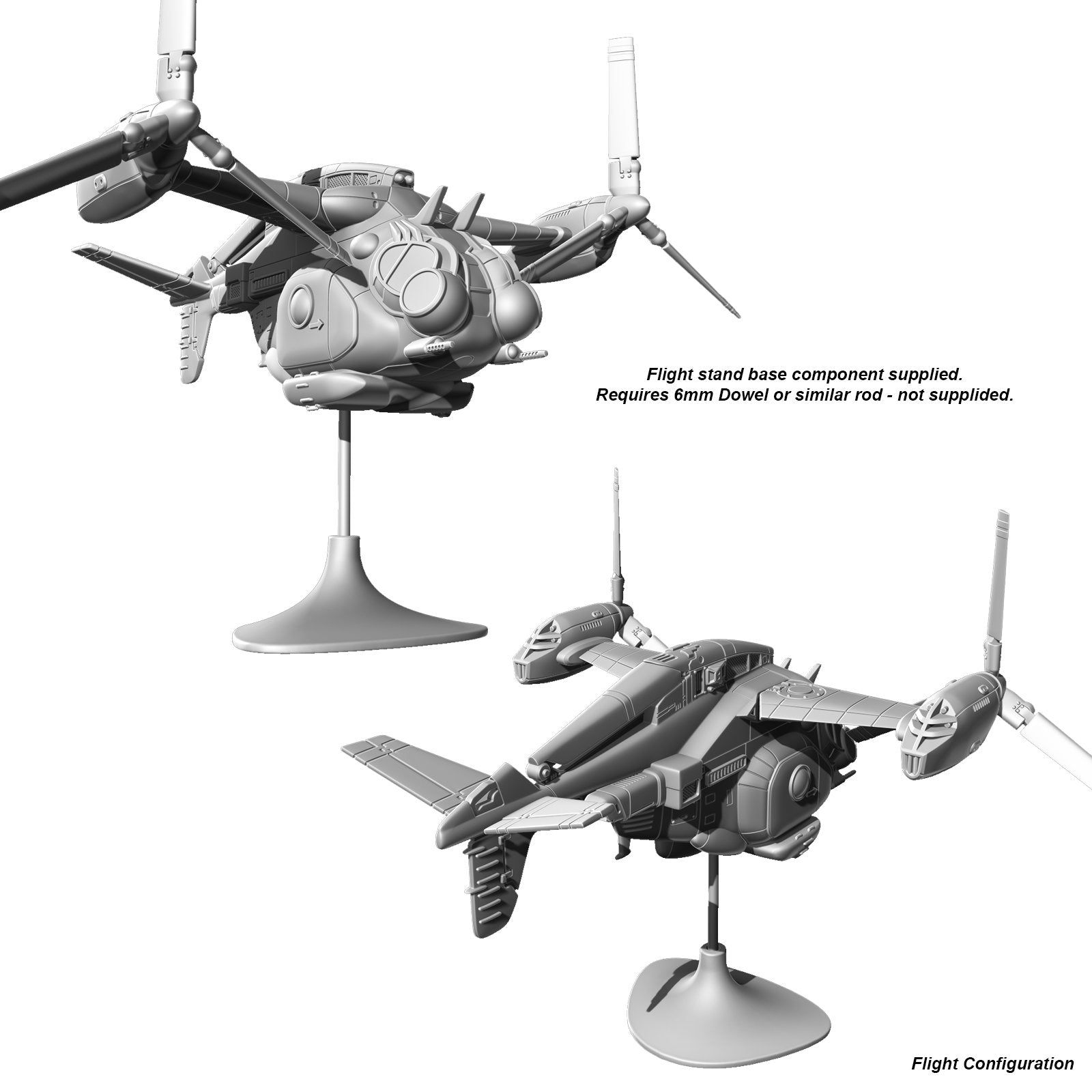 Modiphius Fallout Wasteland Warfare Parked Vertibird file STL