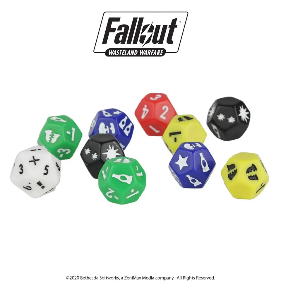 Modiphius Fallout: Wasteland Warfare Set Dadi Extra 10 Dadi