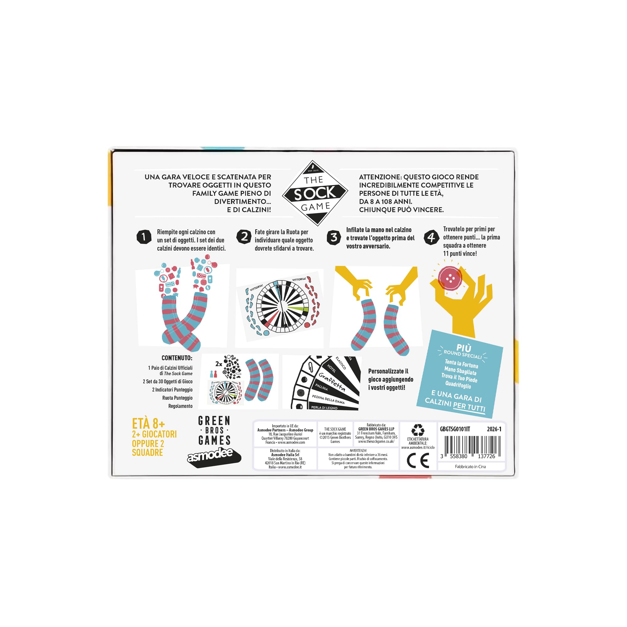 Asmodee The Sock Game Gioco da Tavolo Tattile 2 Squadre