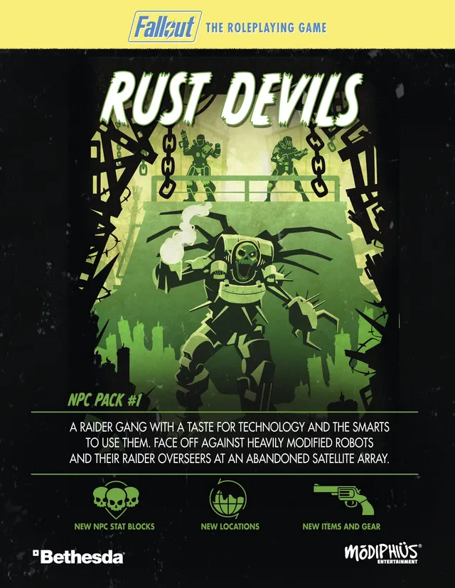Modiphius Fallout GDR NPC Pack 1 Rust Devils PDF 39 pagine