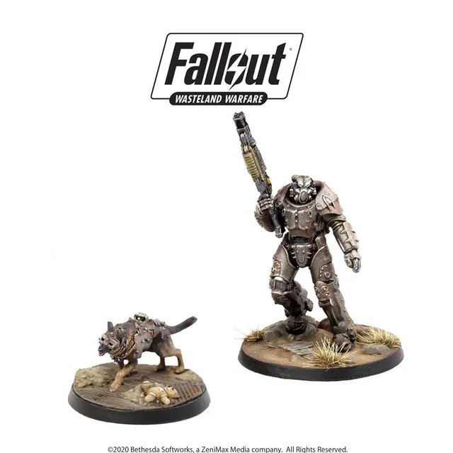 Modiphius Fallout Wasteland Warfare X-01 Survivor & Dogmeat miniature