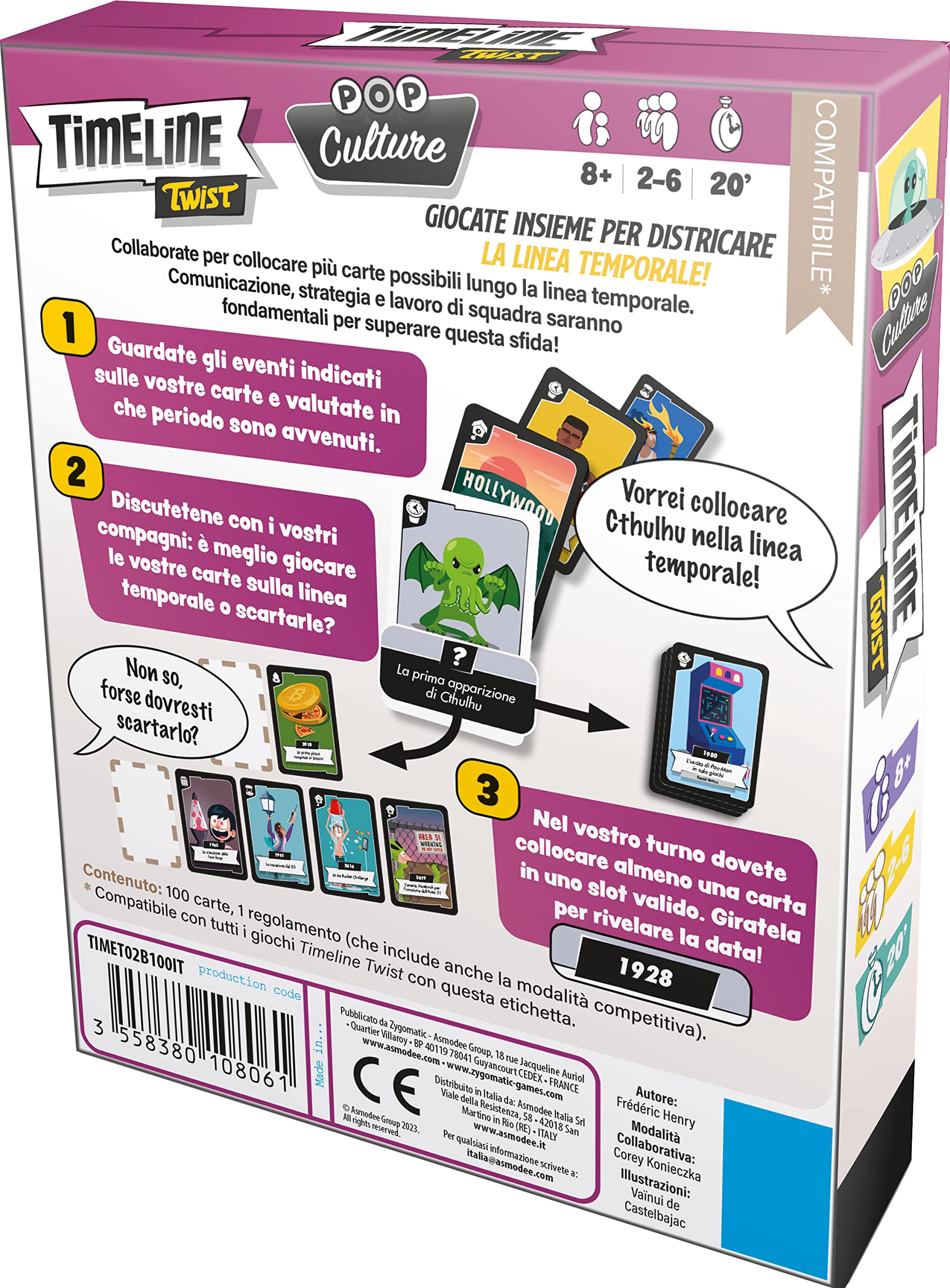 Asmodee Timeline Twist Pop Culture gioco di carte italiano 2-6 gioc