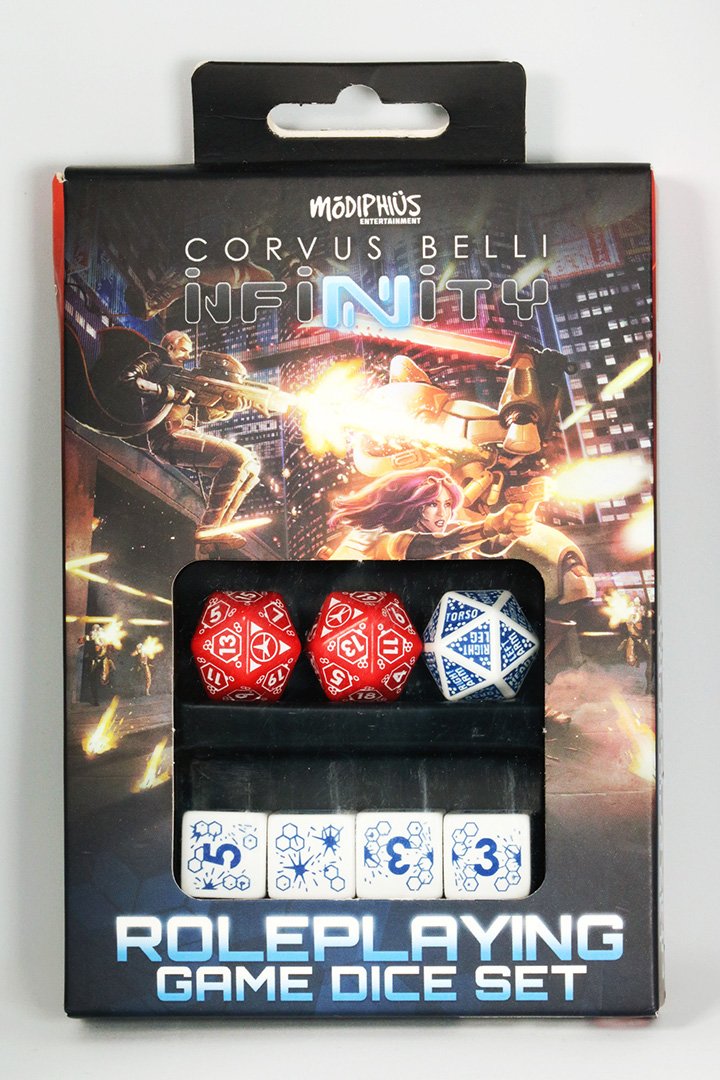 Infinity Factions set dadi RPG 7 pezzi scatola fazione