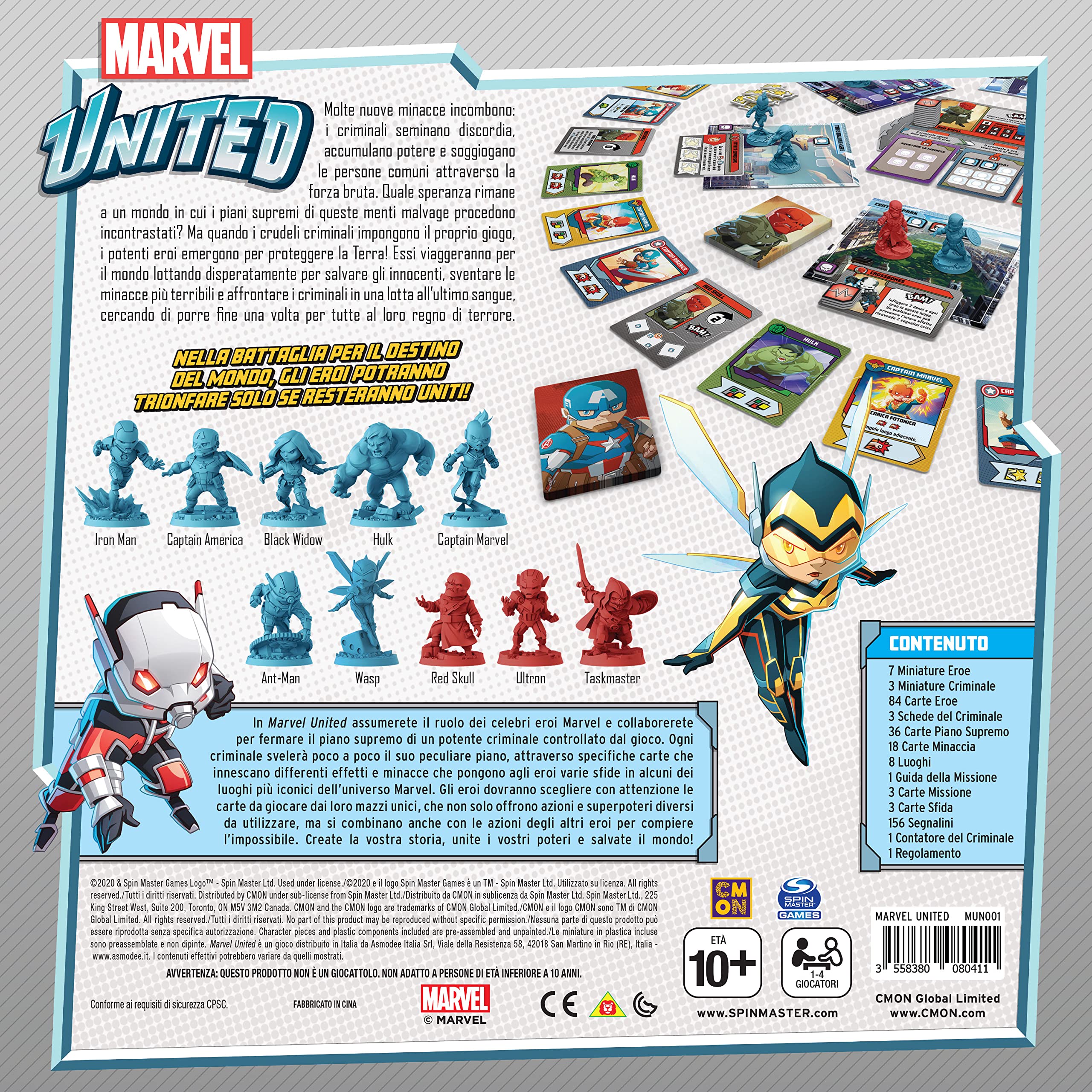Marvel United gioco base collaborativo miniature 1-4 giocatori ITA