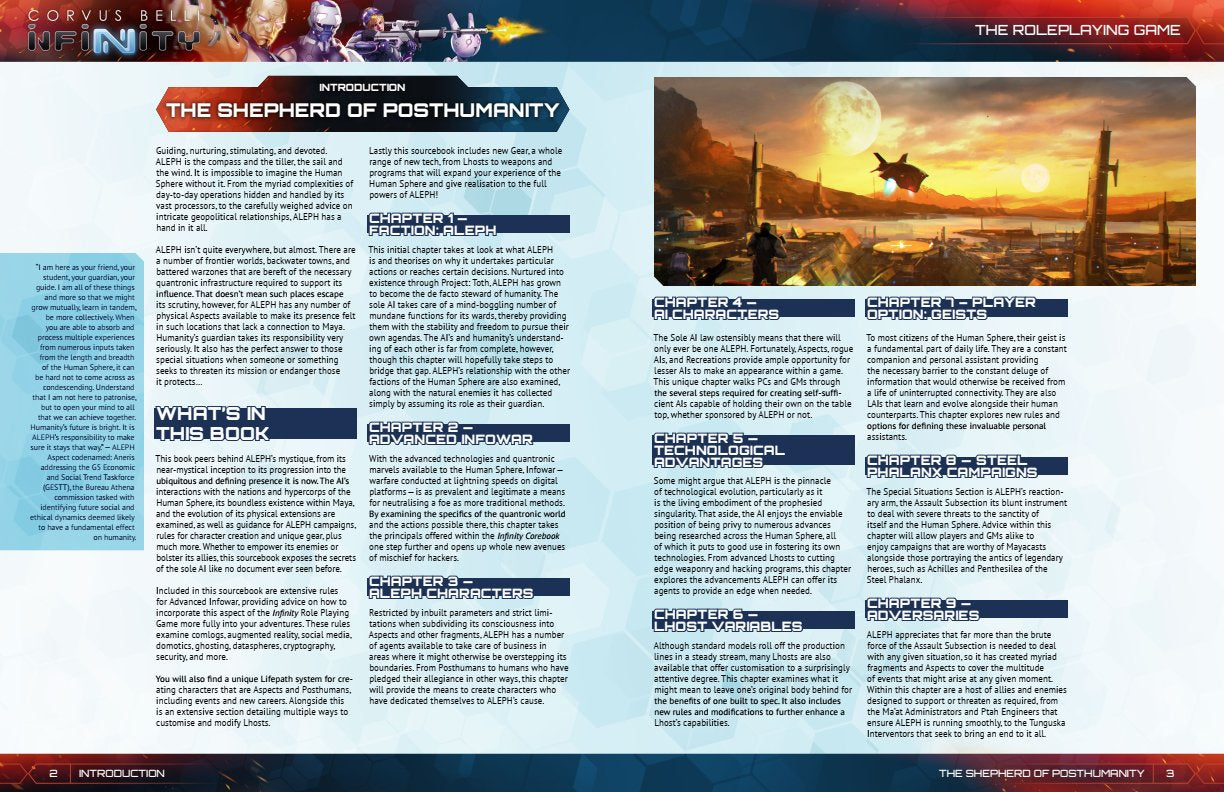 Modiphius Infinity Supplemento Aleph libro gioco di ruolo