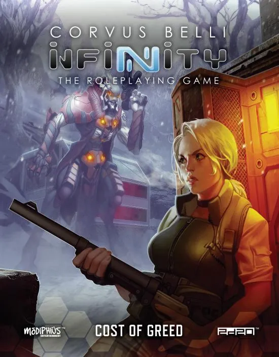 Modiphius Infinity Cost of Greed manuale GDR 5 avventure