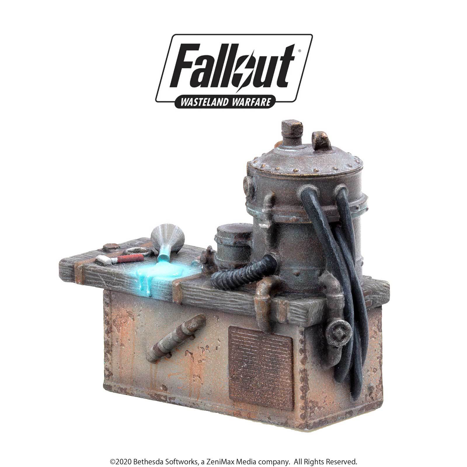 Modiphius Fallout Wasteland Warfare Settlement Work Benches scenico
