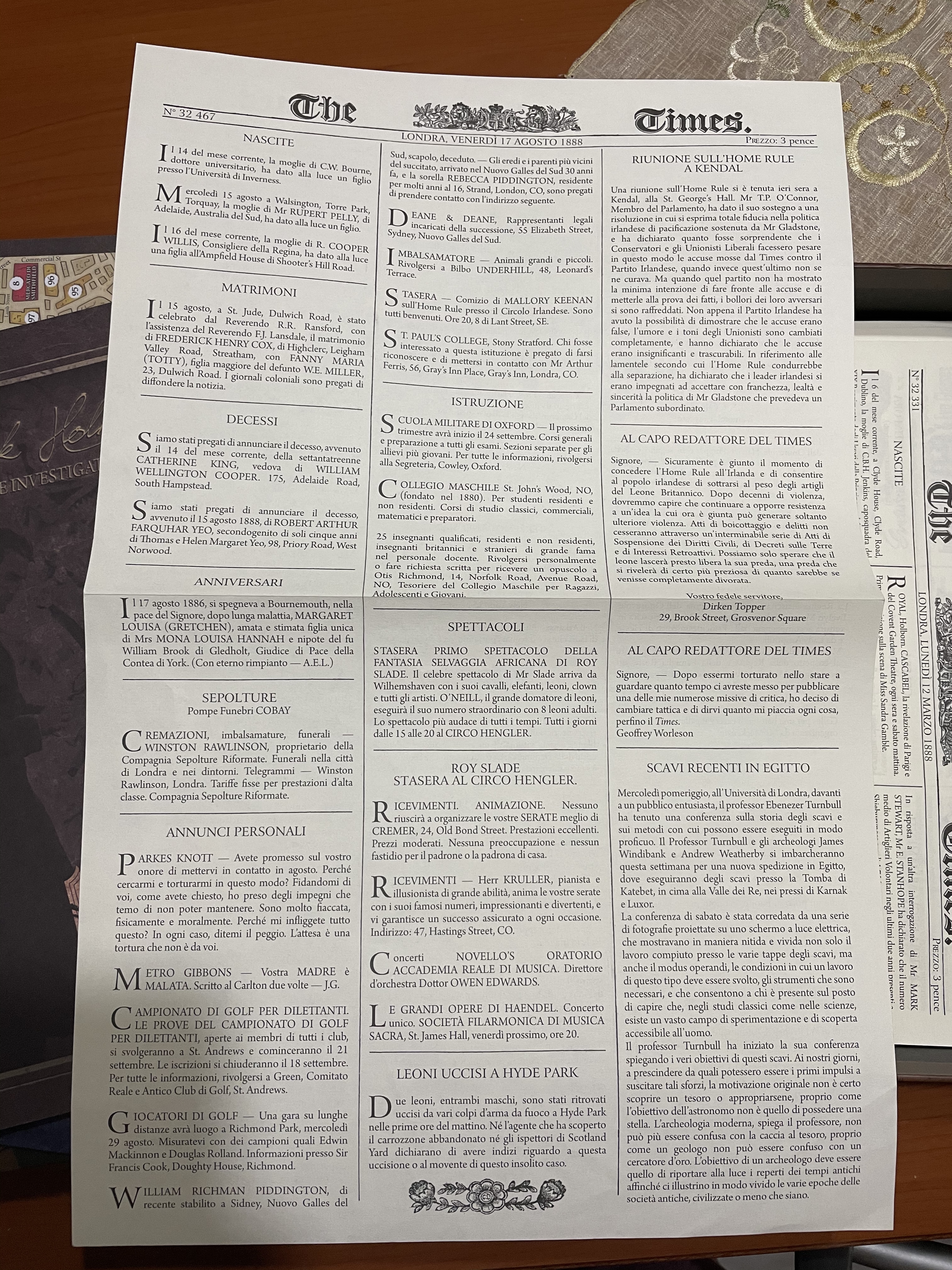 Asmodee Sherlock Holmes Delitti del Tamigi gioco investigativo 10 casi