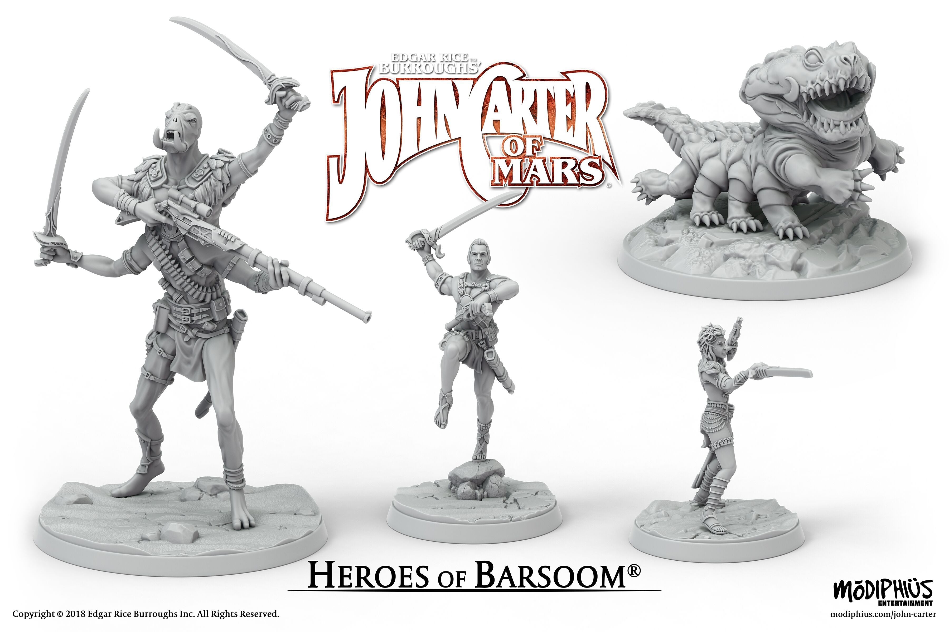 Modiphius John Carter Heroes of Barsoom miniature resina 32mm 4 pezzi