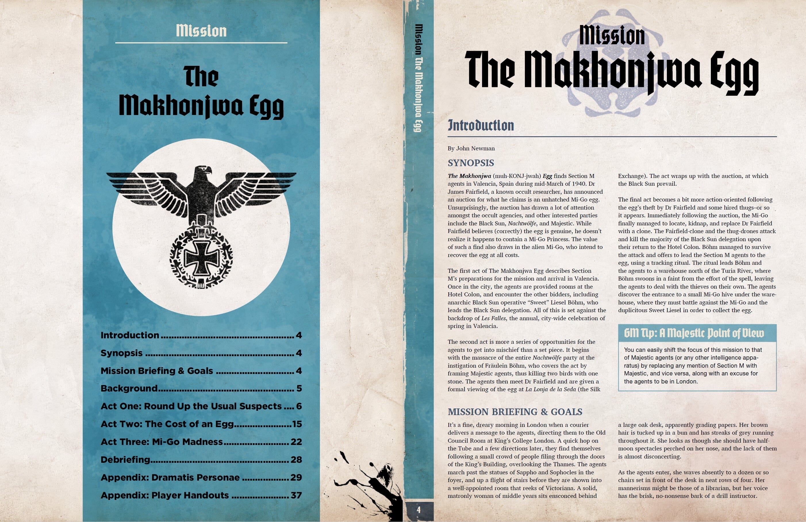Achtung Cthulhu 2d20 avventura Makhonjwa Egg PDF 40 pagine