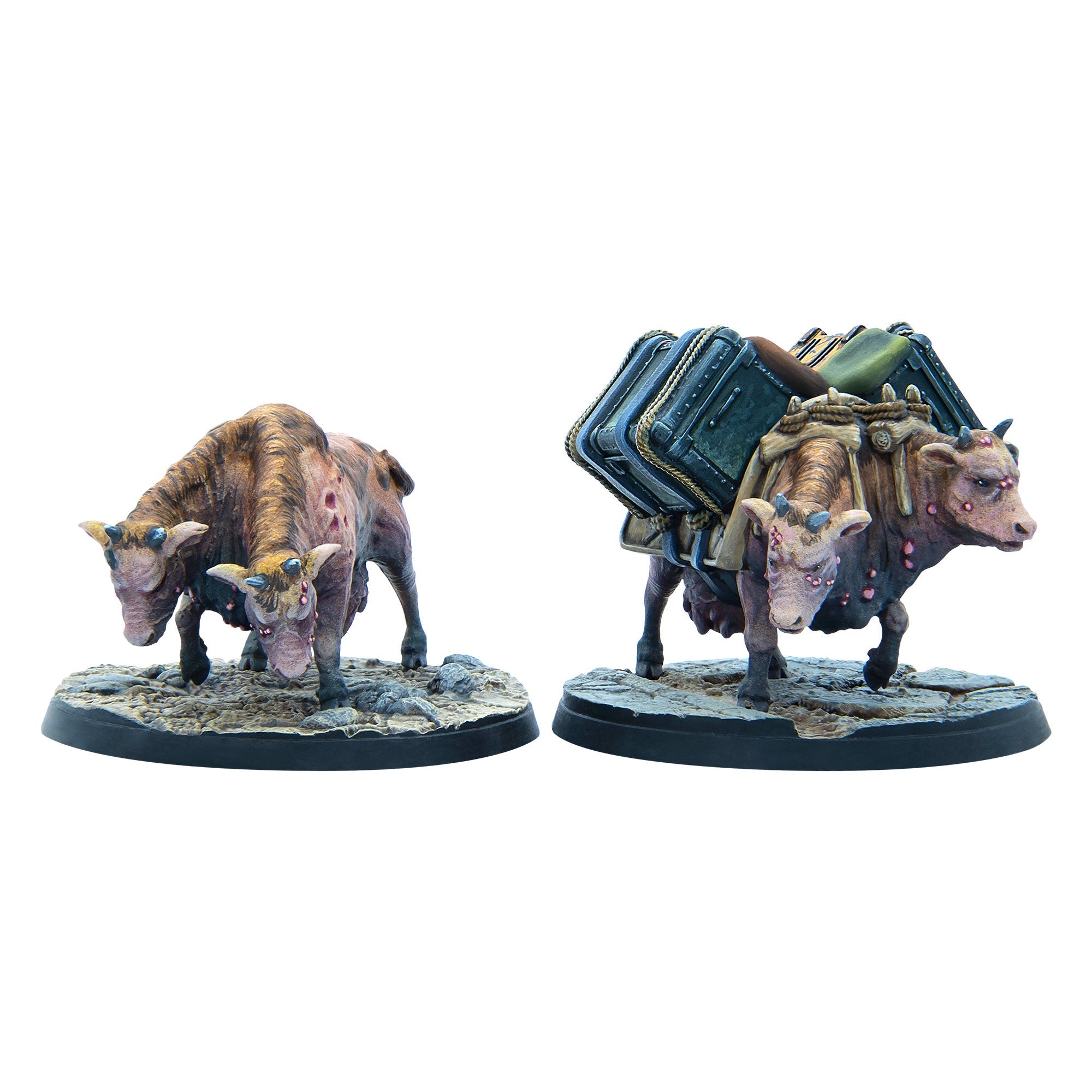 Fallout Wasteland Warfare Creatures Brahmin Herd 2 miniature