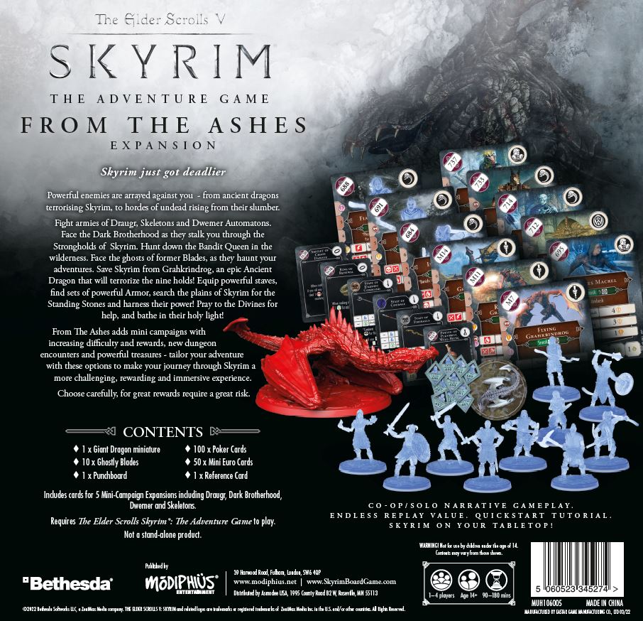 Modiphius Skyrim Adventure From The Ashes espansione gioco tavolo