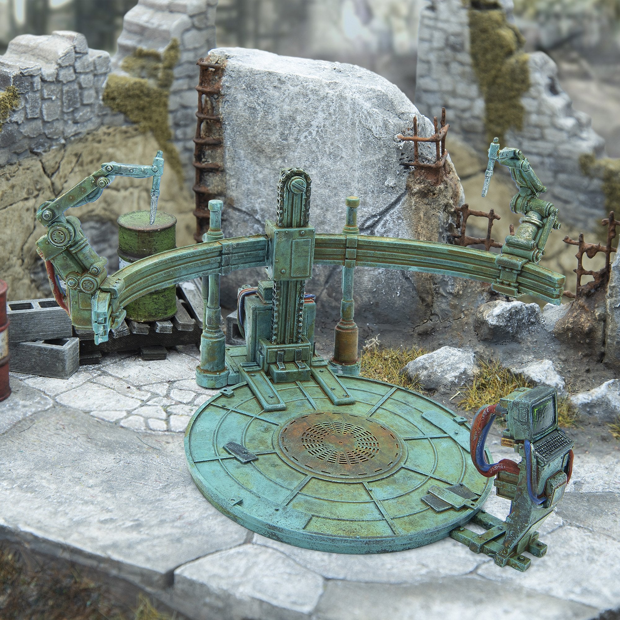 Fallout Wasteland Warfare Robot Work Bench scenico resina
