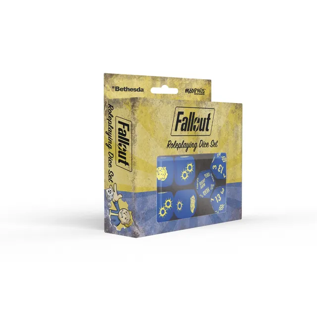 Modiphius Fallout RPG Set Dadi 7 Pezzi Blu GDR 2d20