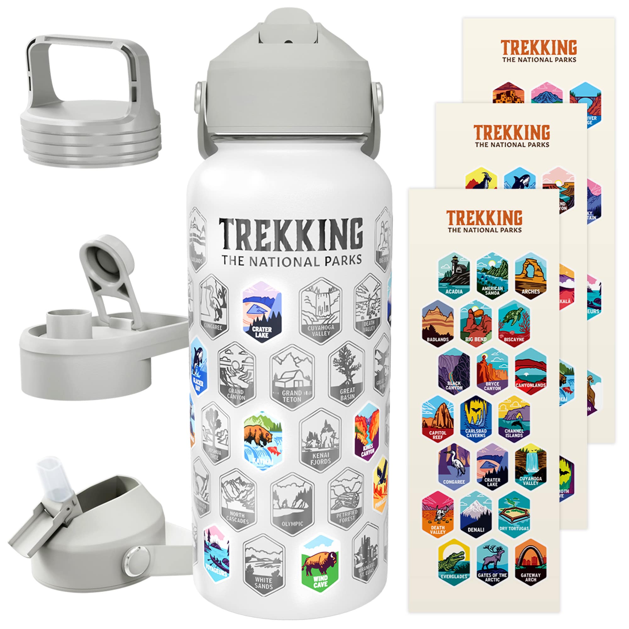 Trekking National Parks borraccia nera con adesivi parchi
