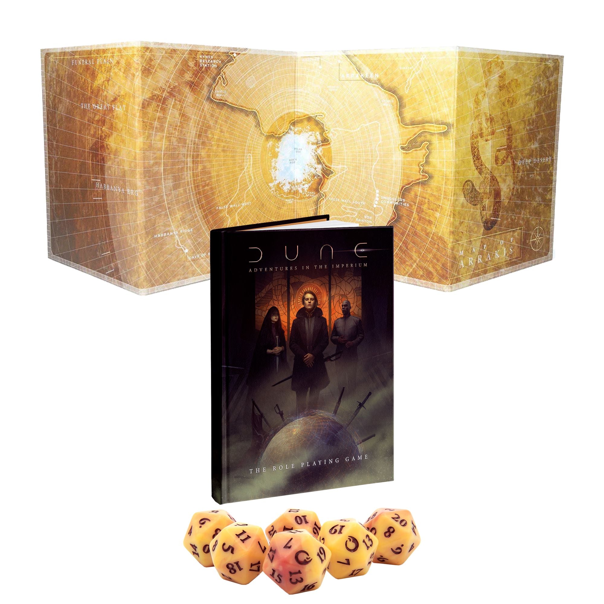 Modiphius Dune Adventures Medium Bundle Manuale Schermo Dadi
