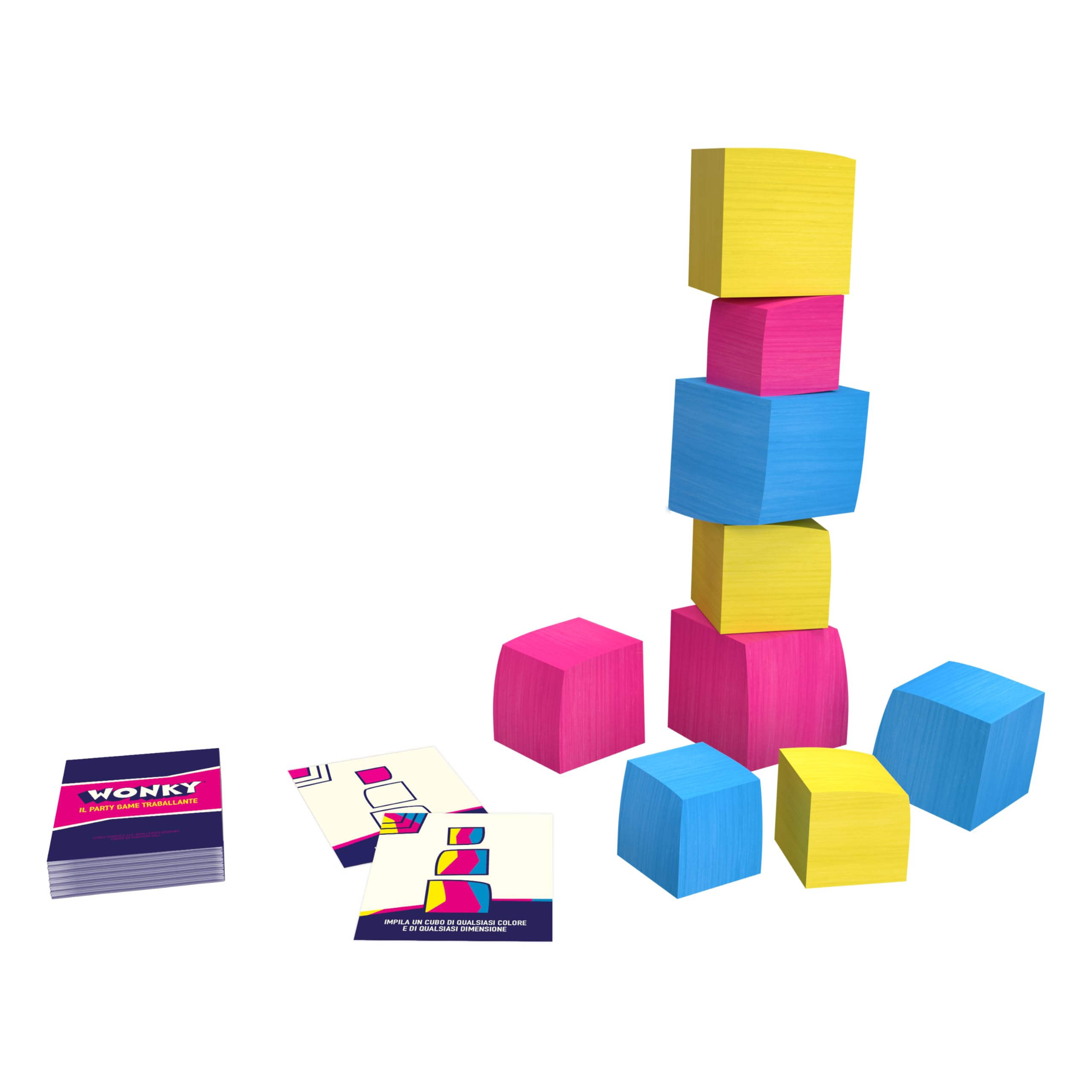 Asmodee Wonky party game di destrezza con cubi legno edizione italiana