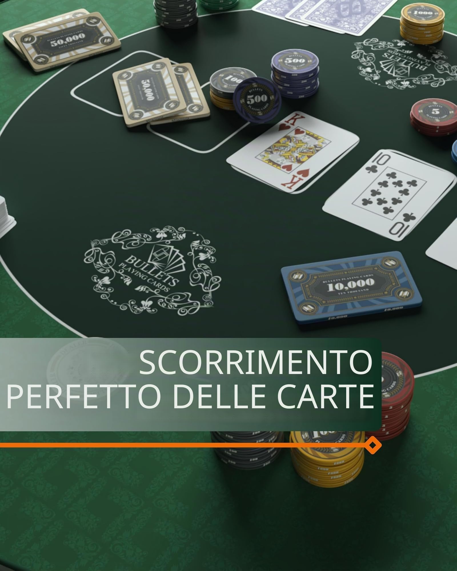 Bullets Playing Cards Tappetino Poker Rotondo 100cm Paulie