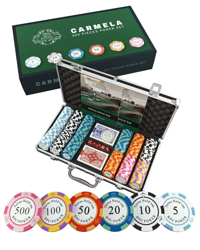 Bullets Playing Cards Set Poker 300 Fiches Clay con Valigetta