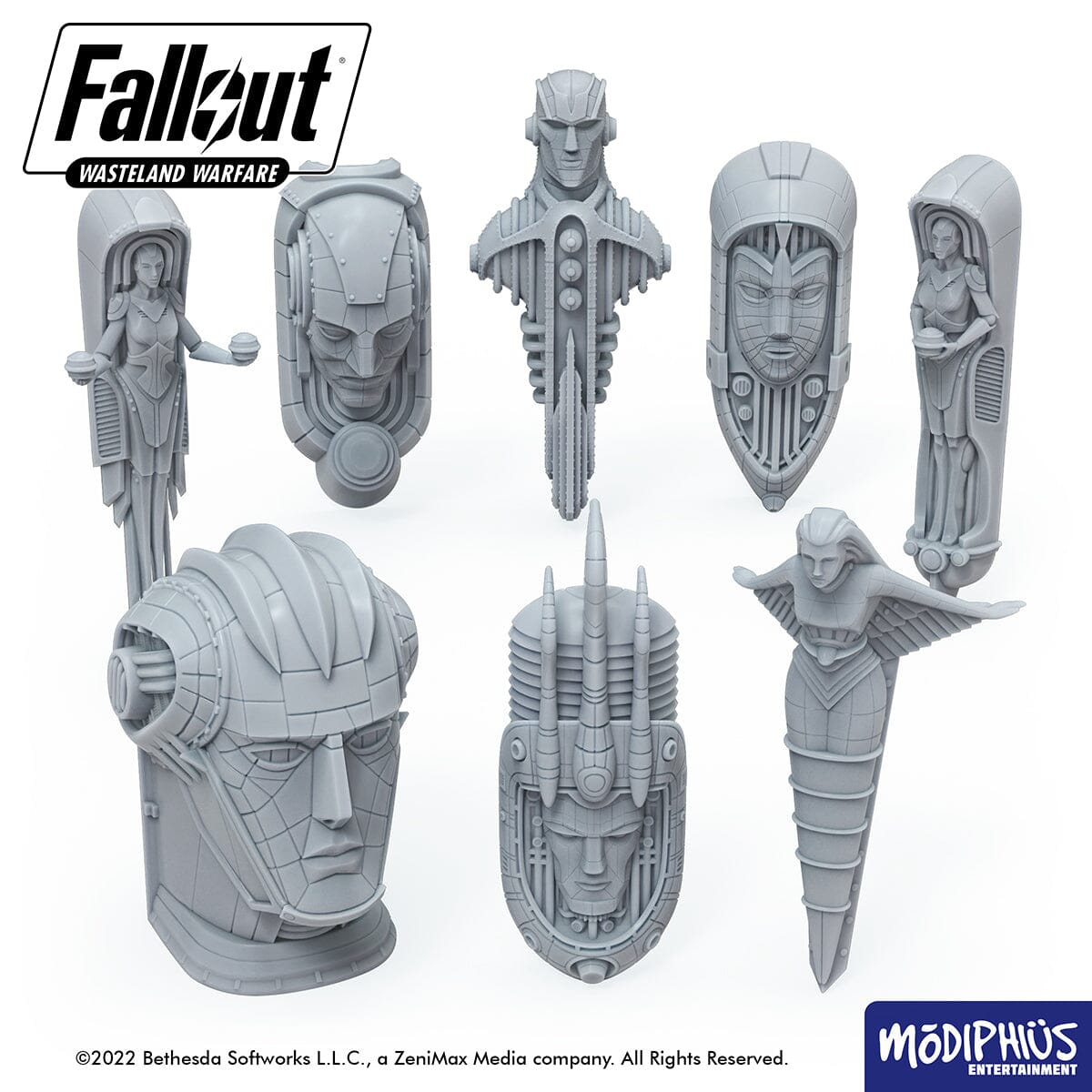 Modiphius Fallout Wasteland Warfare Art Deco Statues file STL