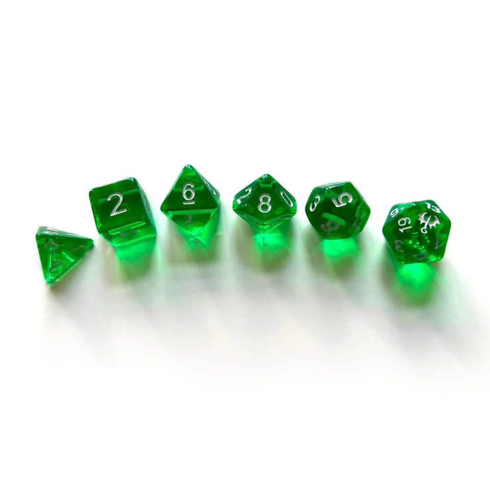 Free League Dragonbane Dice Set dadi poliedrici trasparenti 7 pezzi