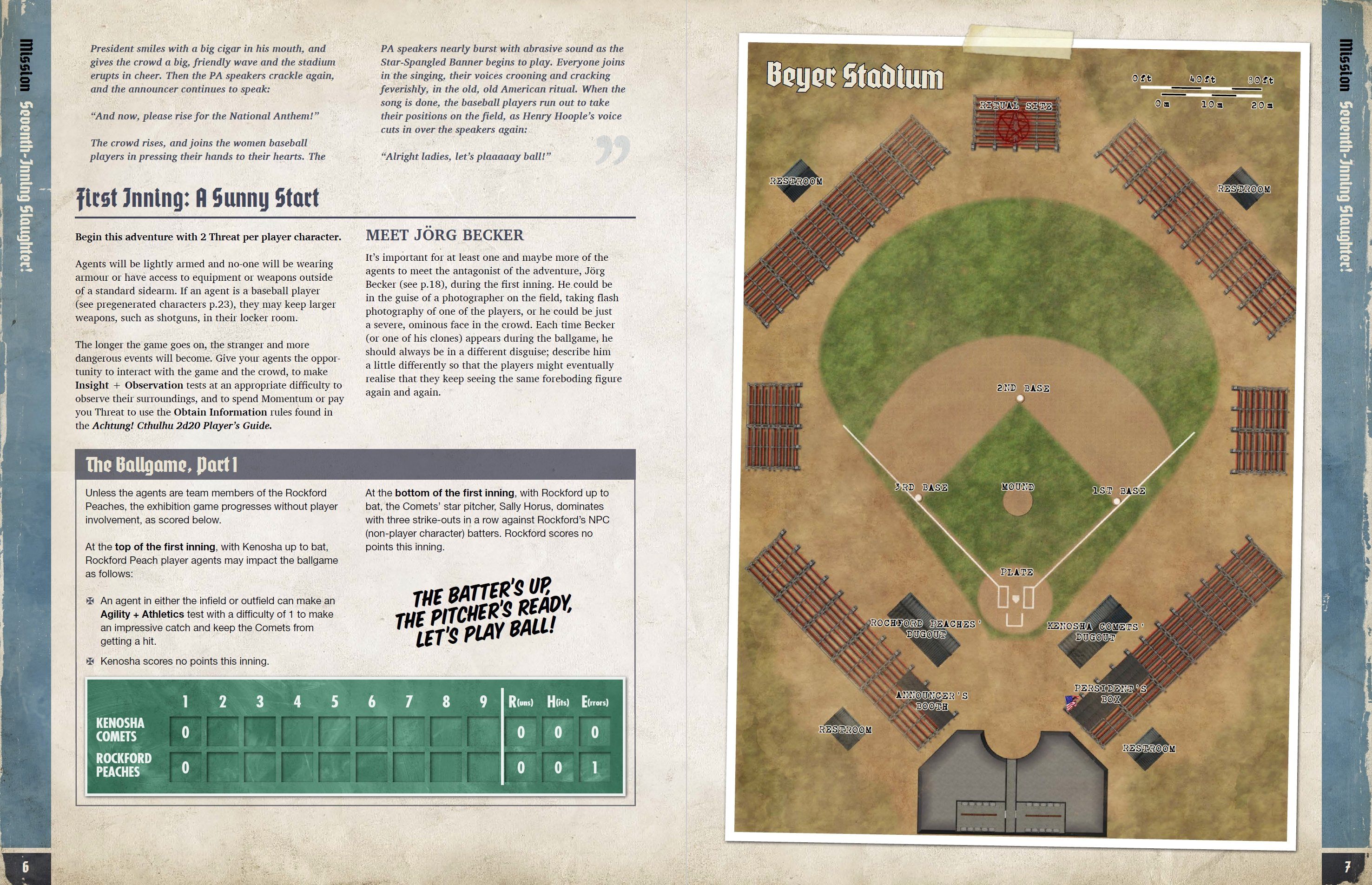 Modiphius Achtung Cthulhu Seventh-Inning Slaughter avventura PDF 28 pagine