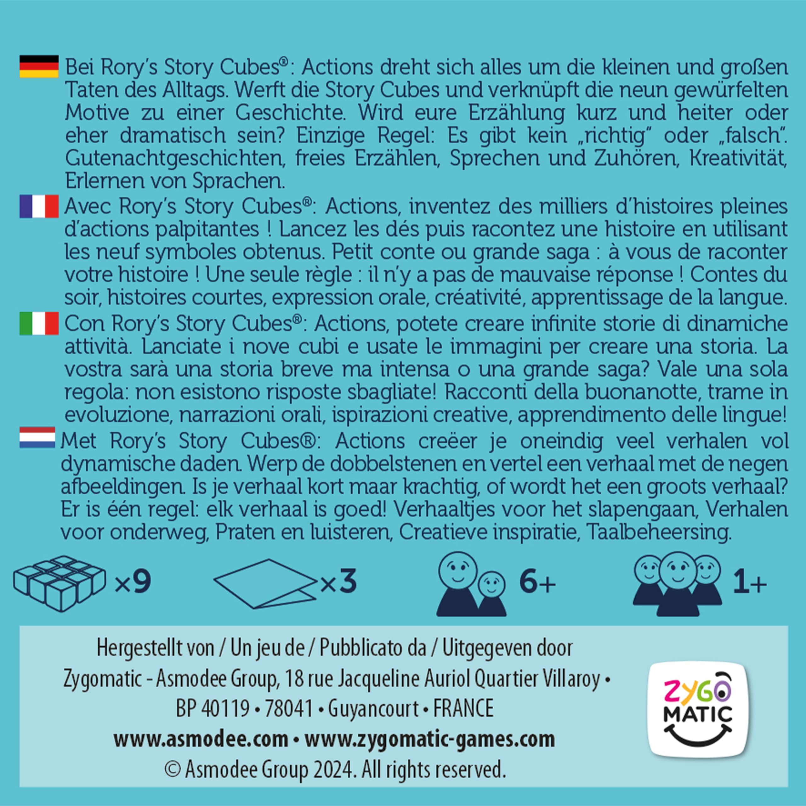 Asmodee Rory's Story Cubes Action gioco di dadi 9 dadi