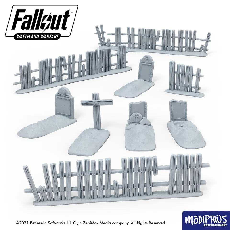 Modiphius Fallout Wasteland Warfare Graveyard scenario STL
