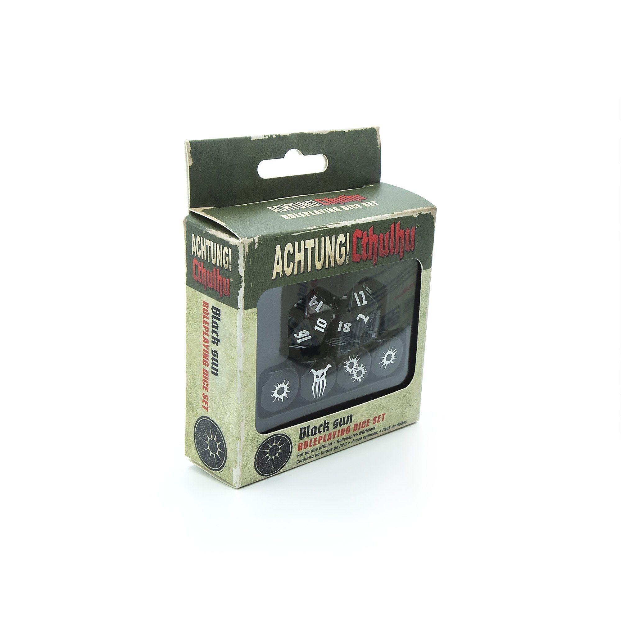 Modiphius Achtung! Cthulhu Black Sun Dice Set dadi 2d20 neri