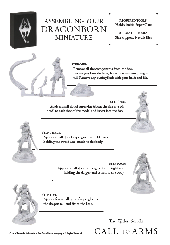 Modiphius Elder Scrolls Call to Arms miniatura Dragonborn 32mm resina