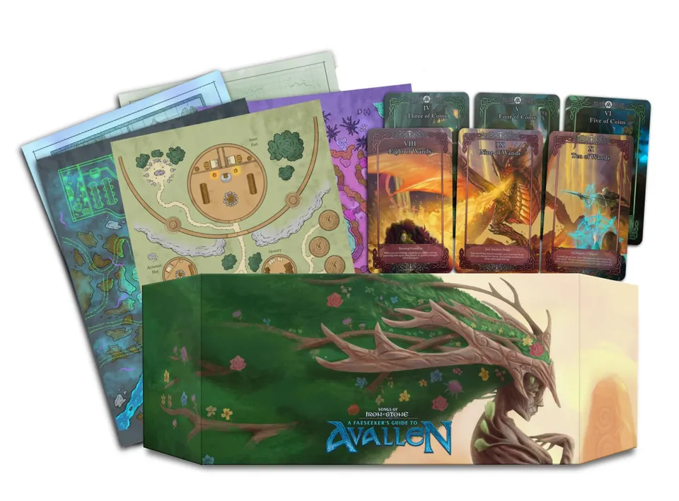 Modiphius Legends of Avallen Accessories Bundle schermo tarocchi