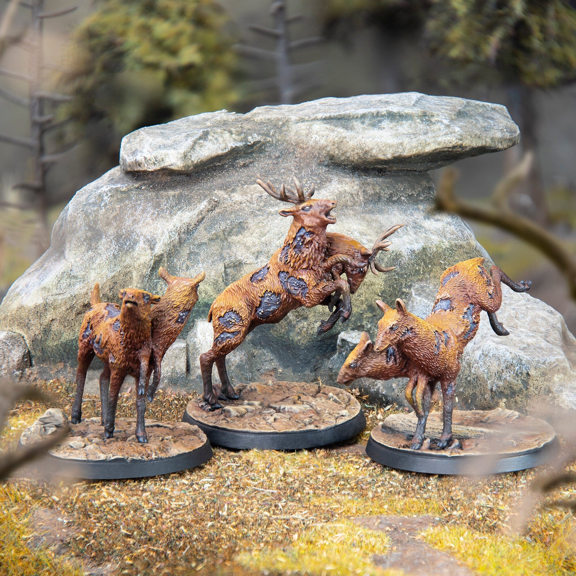 Fallout Wasteland Warfare Radstag Herd miniature resina 3 pezzi