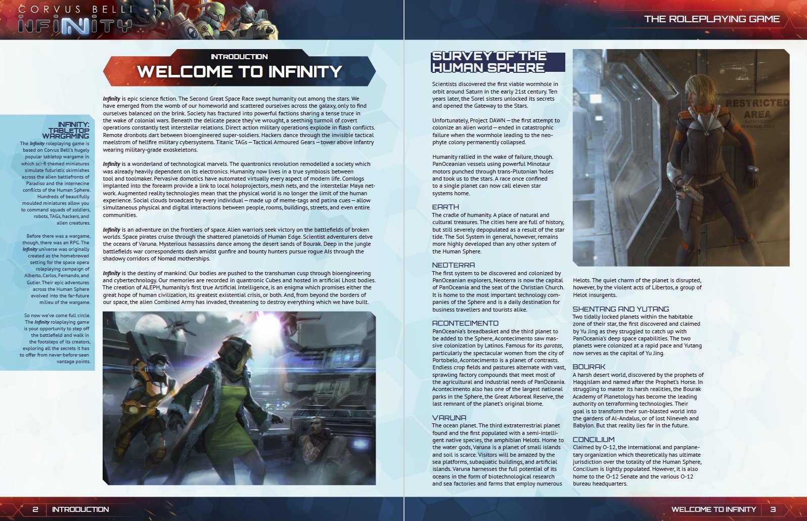 Modiphius Infinity Player's Guide manuale gioco di ruolo fantascienza