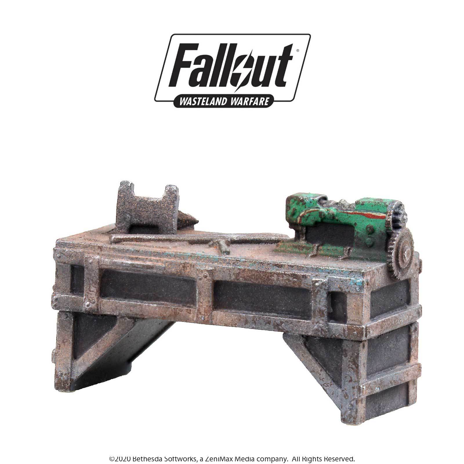 Modiphius Fallout Wasteland Warfare Settlement Work Benches scenico