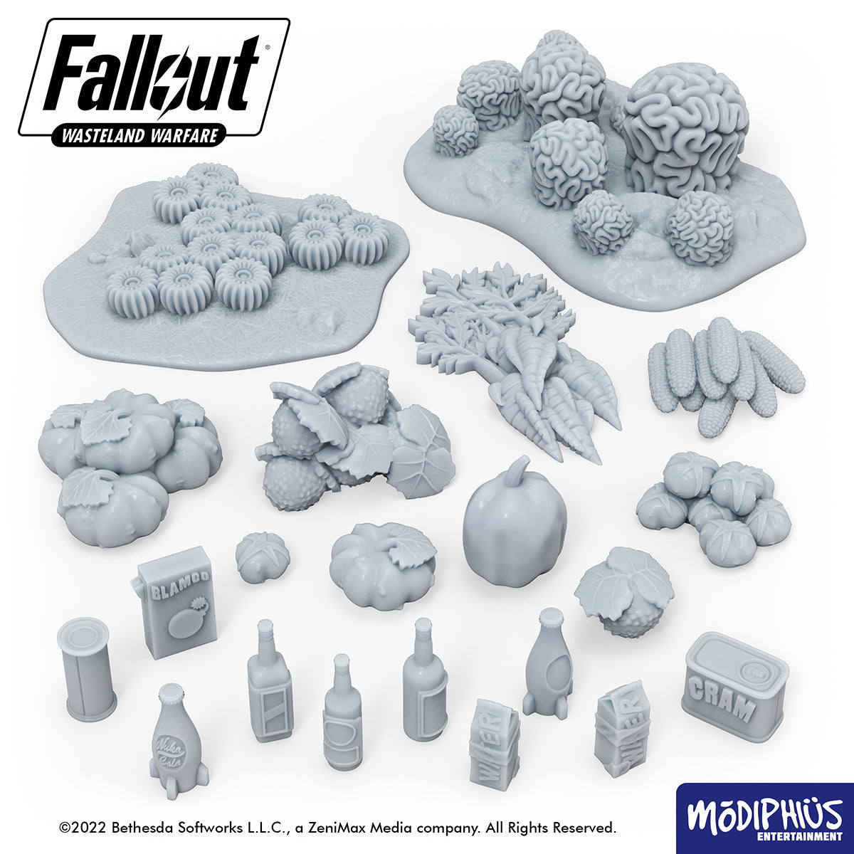 Modiphius Fallout Wasteland Warfare Chems Meds Food STL scenici