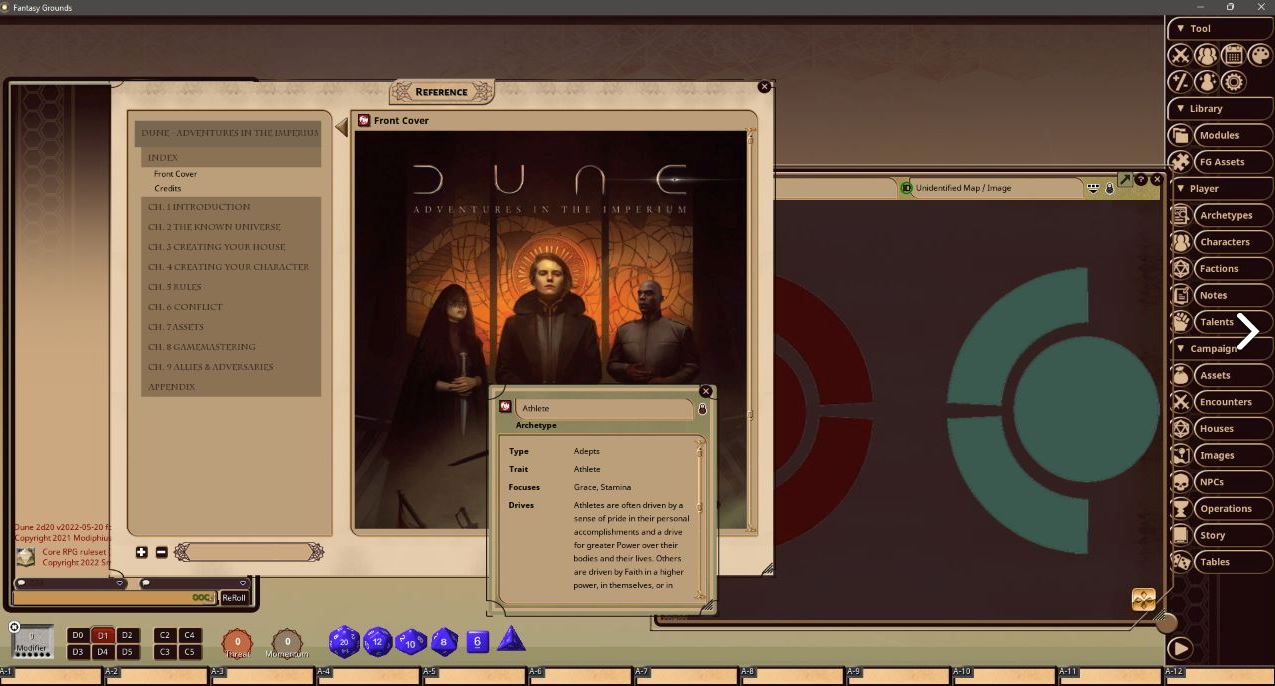 Dune Adventures in the Imperium manuale base Fantasy Grounds VTT
