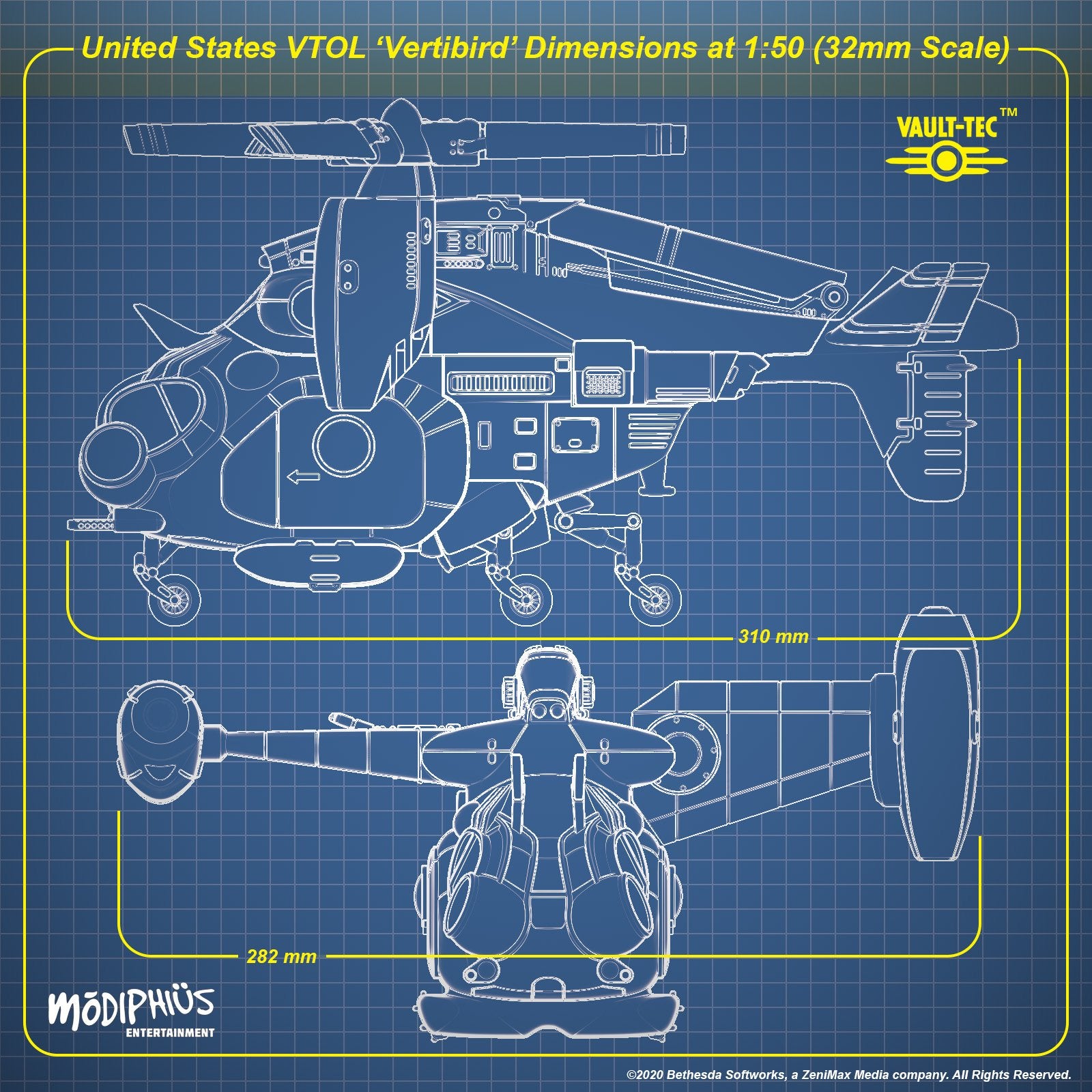 Modiphius Fallout Wasteland Warfare Parked Vertibird file STL